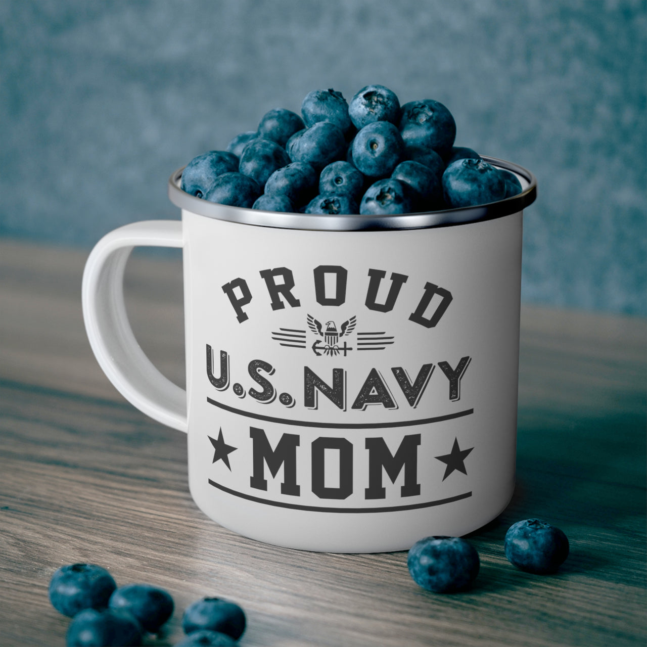 Proud Navy Mom: Enamel Camping Mug