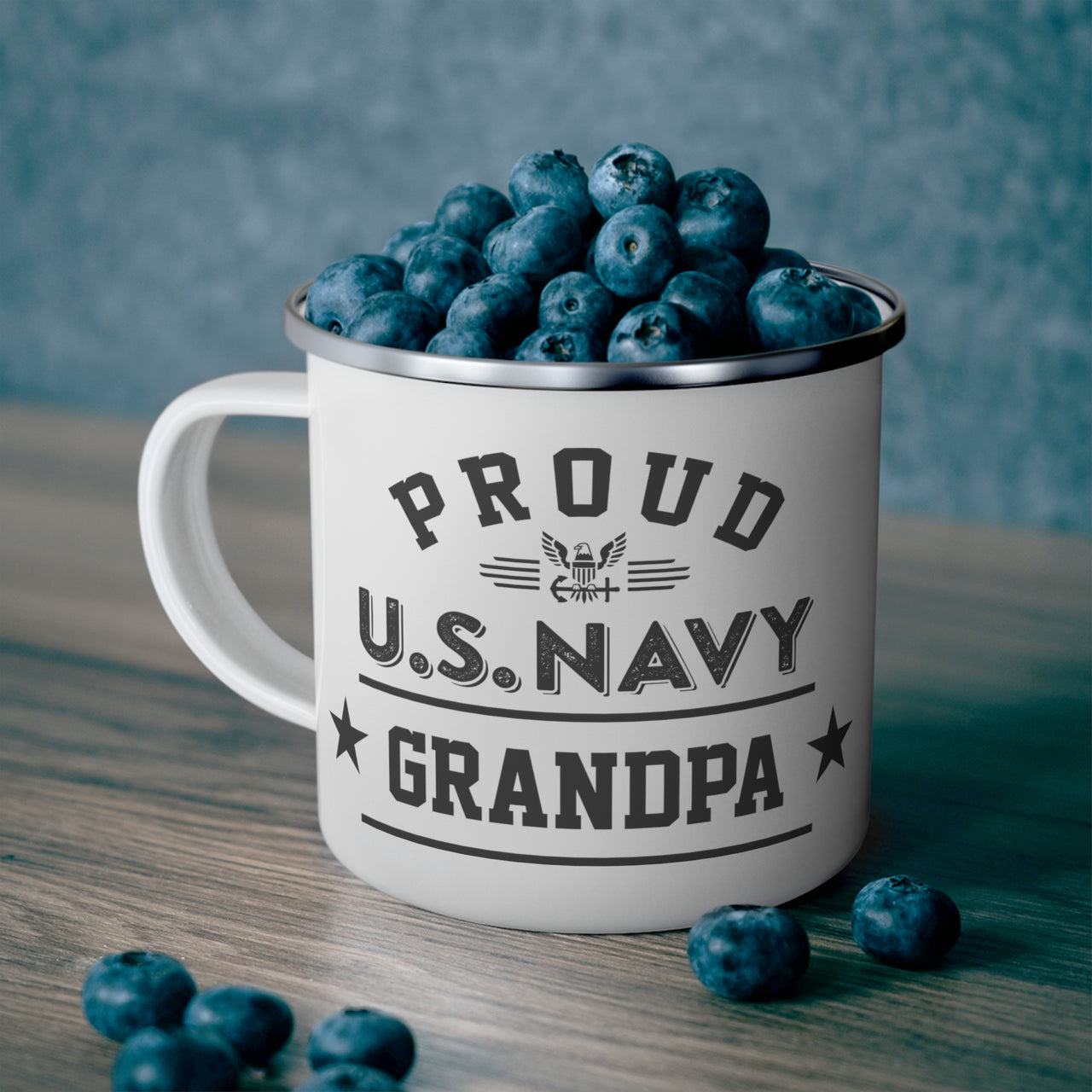 Proud Navy Grandpa: Enamel Camping Mug