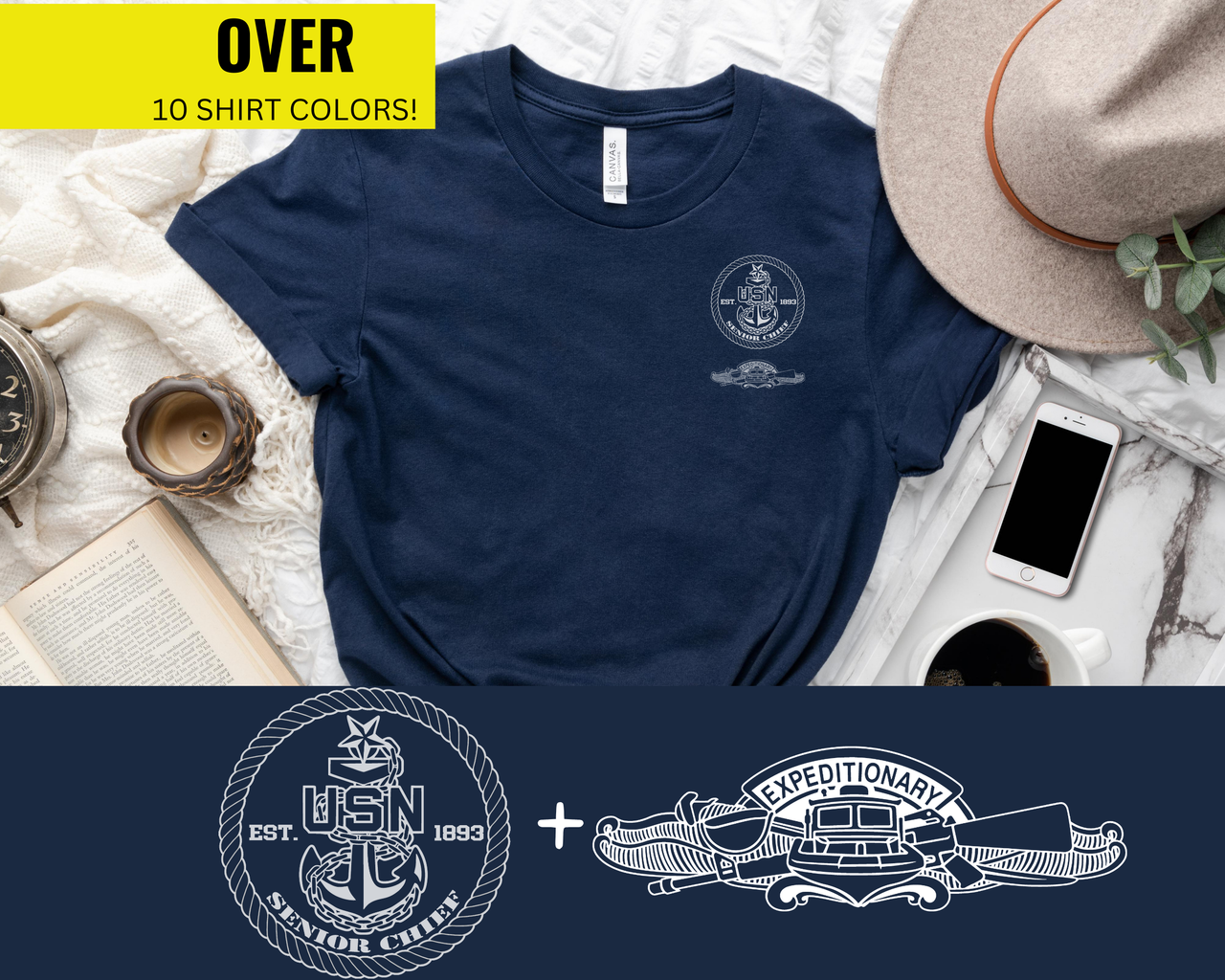 Navy Senior Chief Expeditionary Warfare Qualification T-Shirt - Black & White Collection