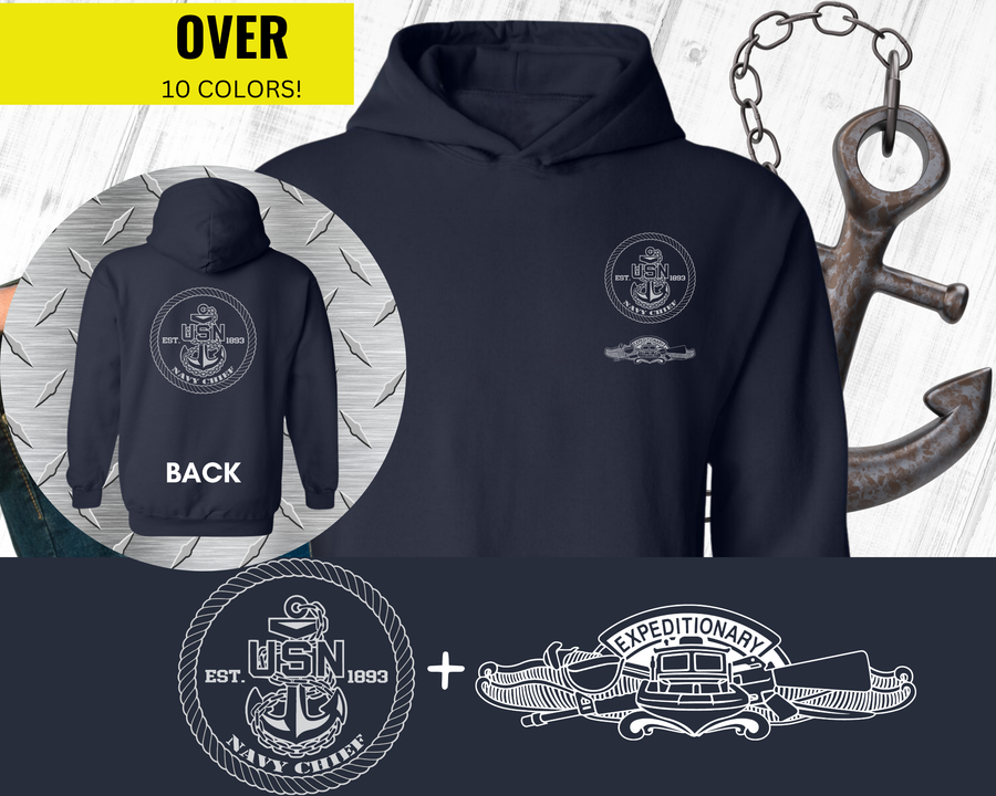 Navy Chief Expeditionary Warfare Hoodie - Black & White Collection