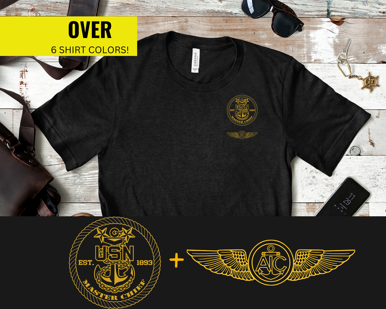 Navy Master Chief Aircrew Qualification T-Shirt - Gold Collection