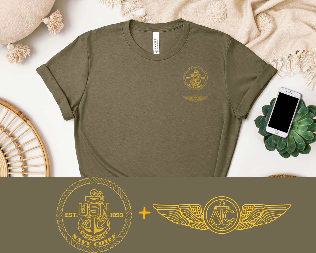 Navy Chief Aircrew Qualification T-Shirt - Gold Collection