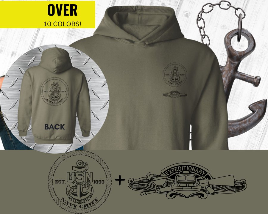 Navy Chief Expeditionary Warfare Hoodie - Black & White Collection