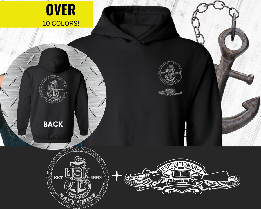 Navy Chief Expeditionary Warfare Hoodie - Black & White Collection