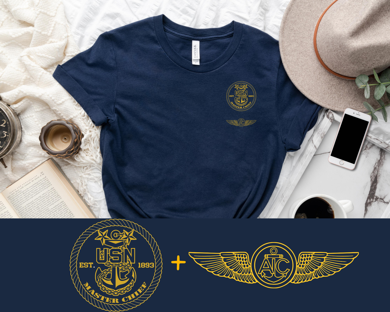 Navy Master Chief Aircrew Qualification T-Shirt - Gold Collection