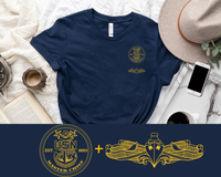 Thumbnail for Navy Master Chief Surface Warfare Specialist Qualification T-Shirt - Gold Collection