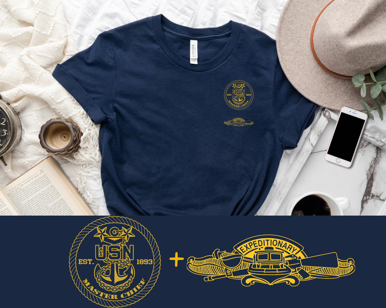 Navy Master Chief Expeditionary Warfare Qualification T-Shirt - Gold Collection