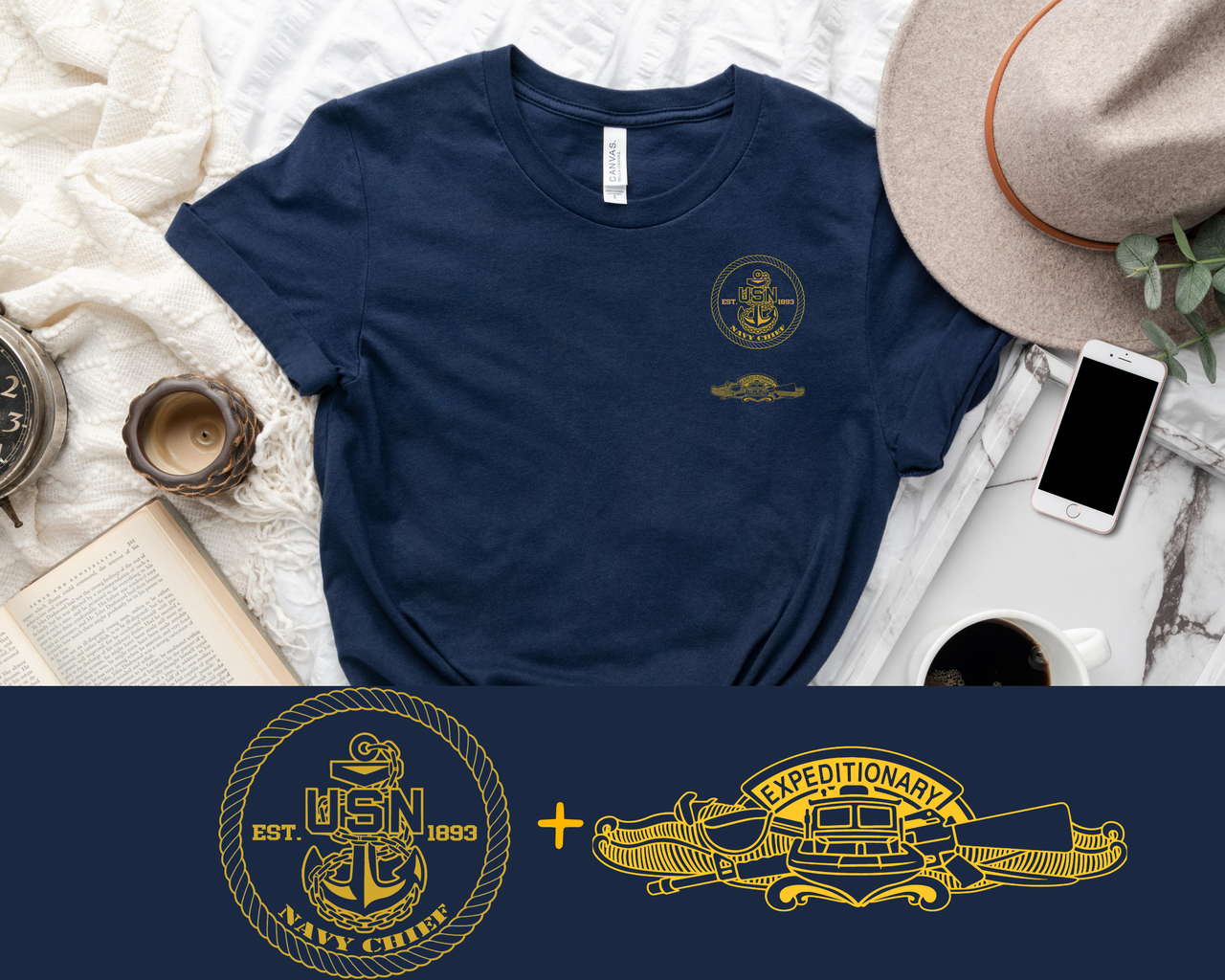 Navy Chief Expeditionary Warfare Qualification T-Shirt - Gold Collection