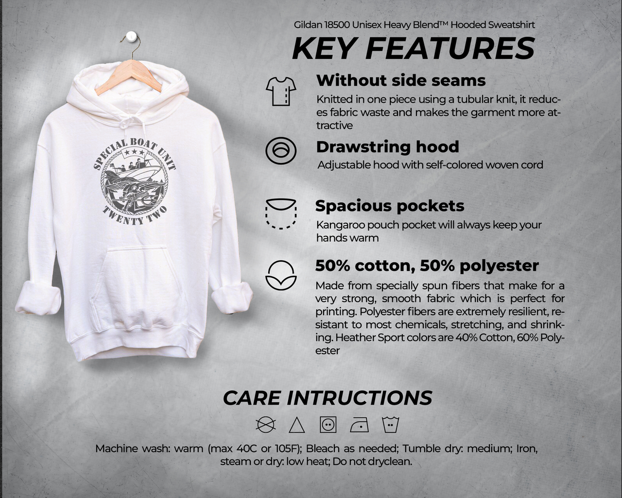 Special Boat Unit 22 v2 Hoodie - Black & White Collection