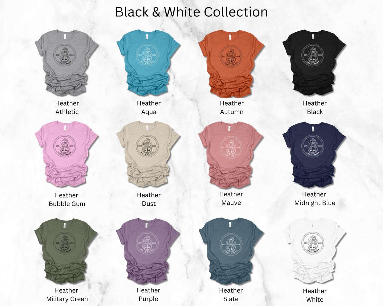 Navy Chief Parachute Jumper (PJ) Qualification T-Shirt - Black & White Collection