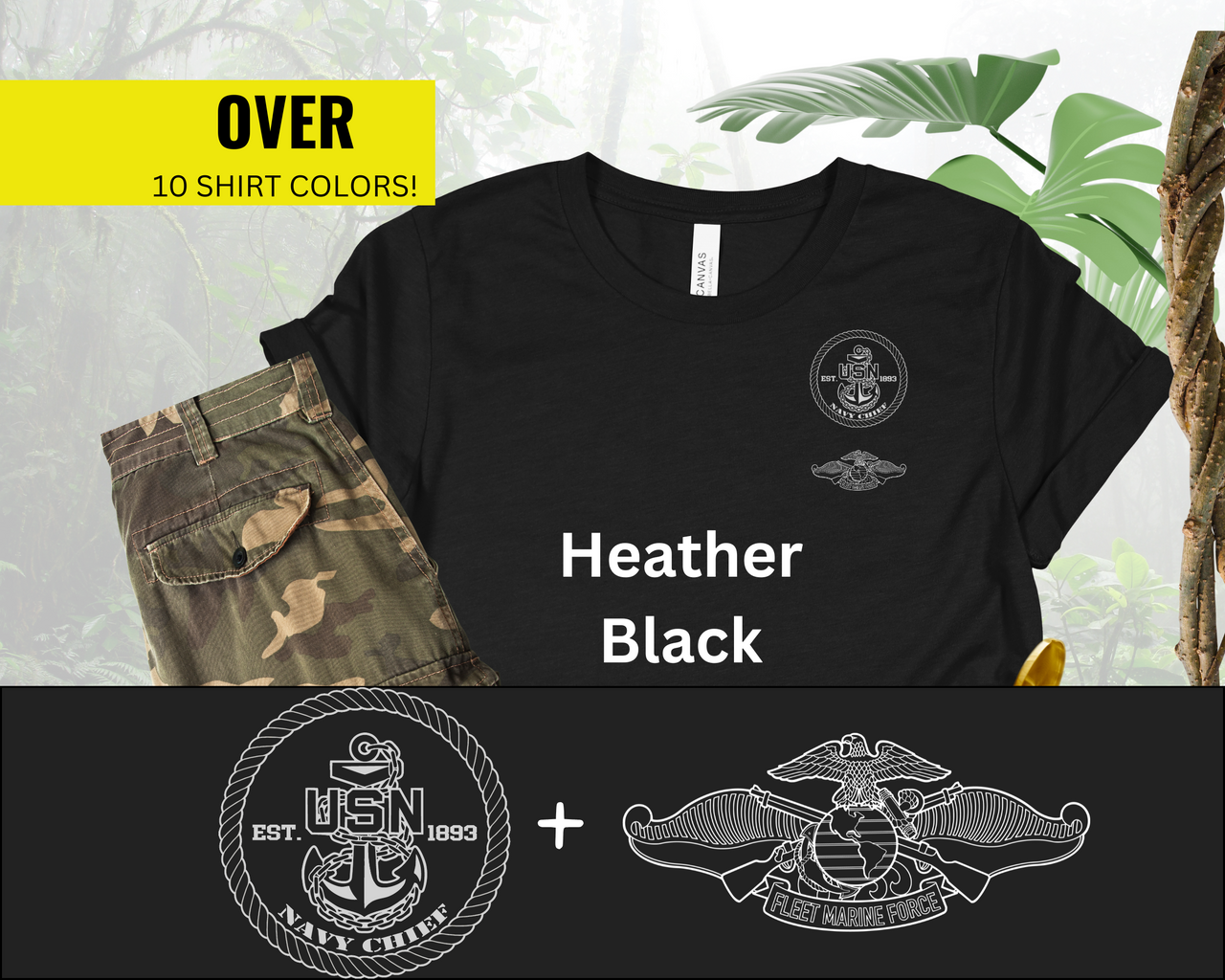 Navy Chief FMF Qualification T-Shirt - Black & White Collection