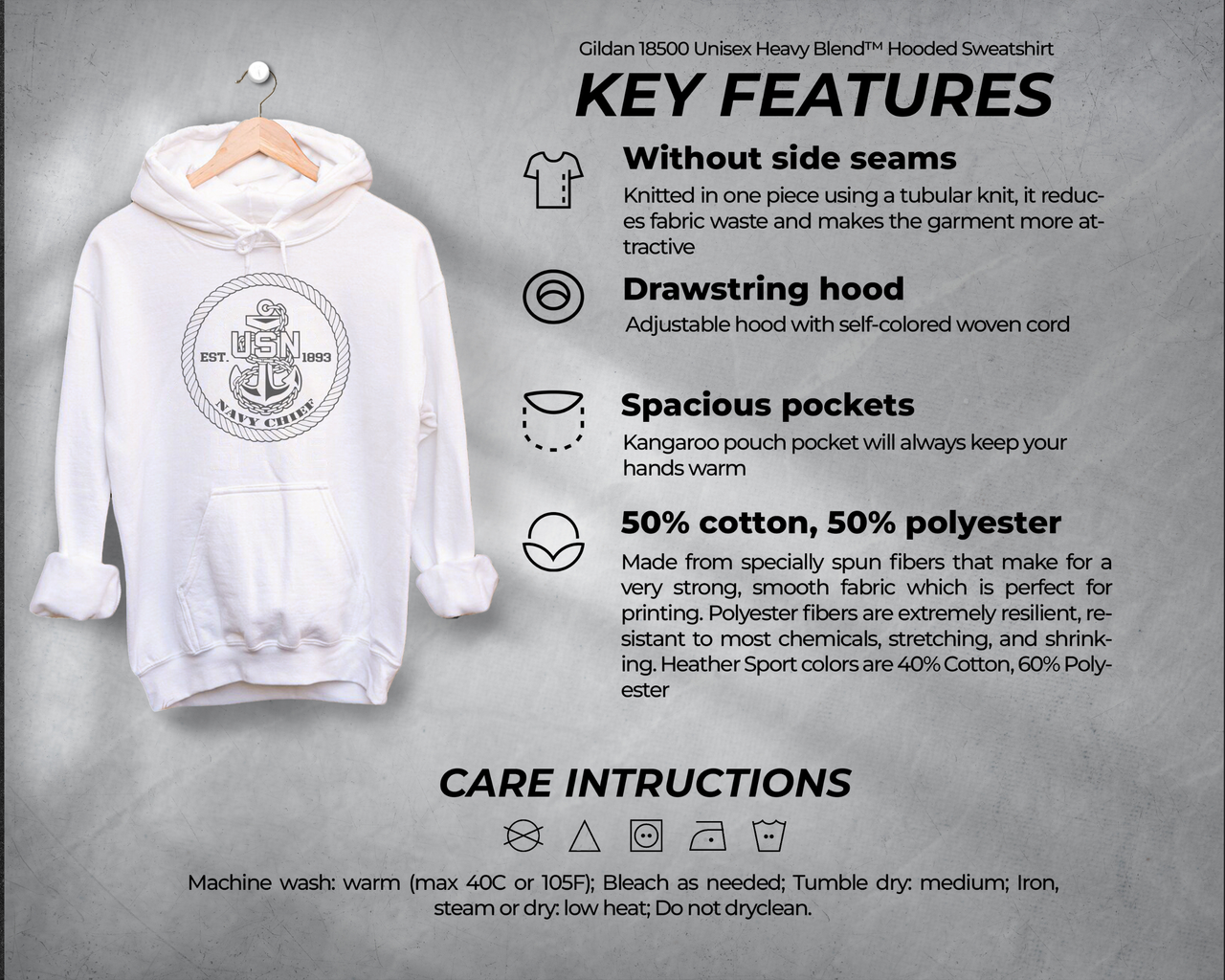 Navy Chief Expeditionary Warfare Hoodie - Black & White Collection