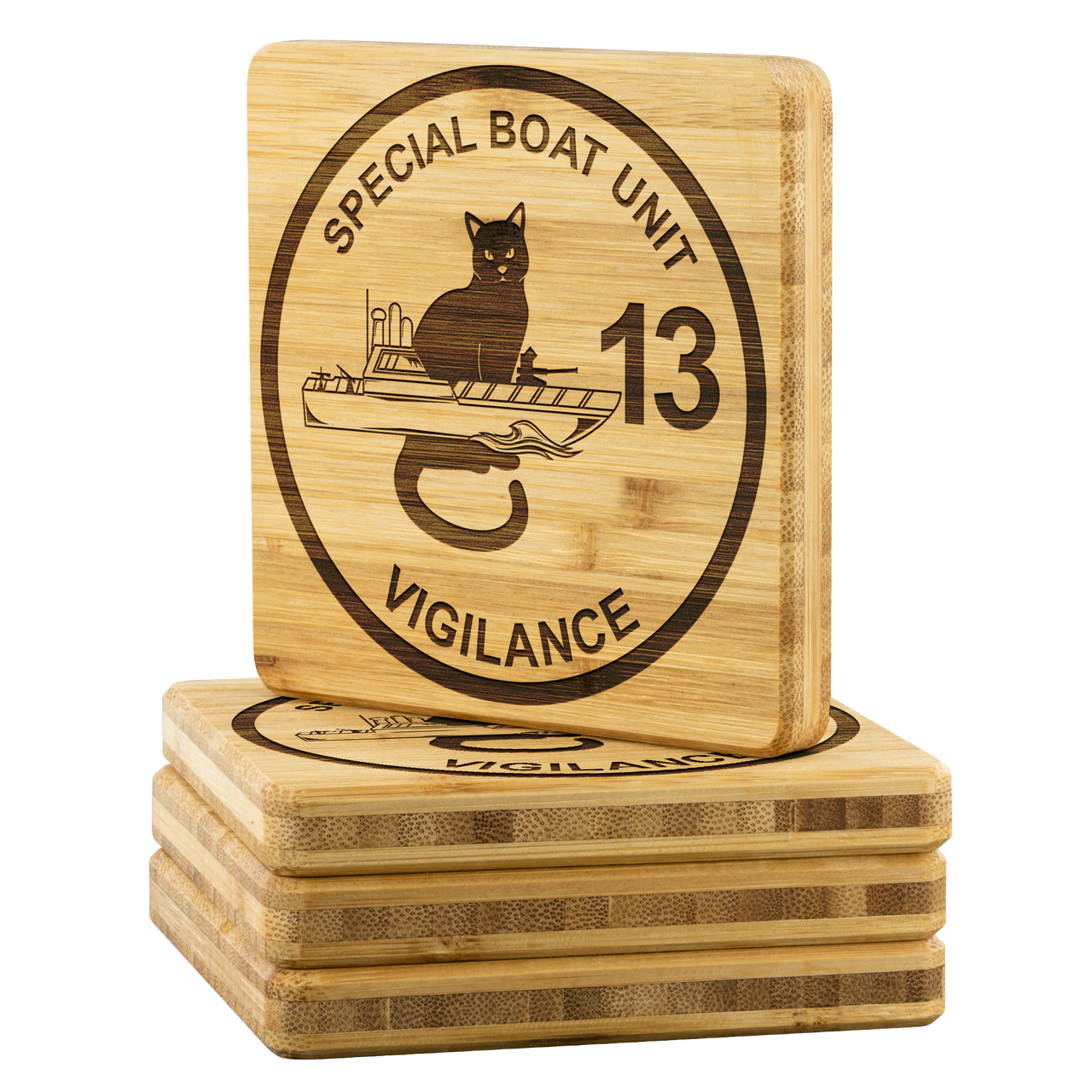 Special Boat Unit 13, SBU 13, SWCC, Special Warfare Combatant Craft Crewmen Bamboo Coasters