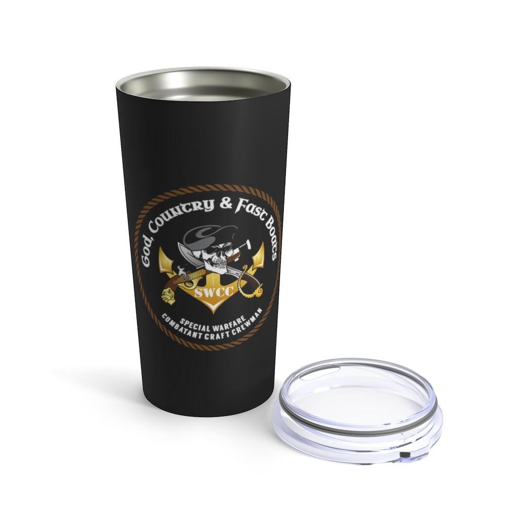 God Country & Fast Boats Black 20oz Travel Mug (Color)