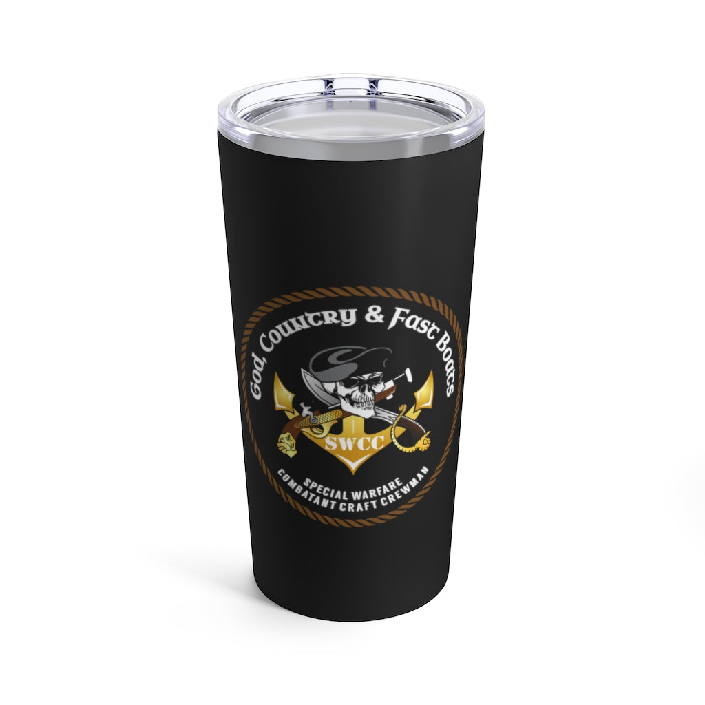 God Country & Fast Boats Black 20oz Travel Mug (Color)