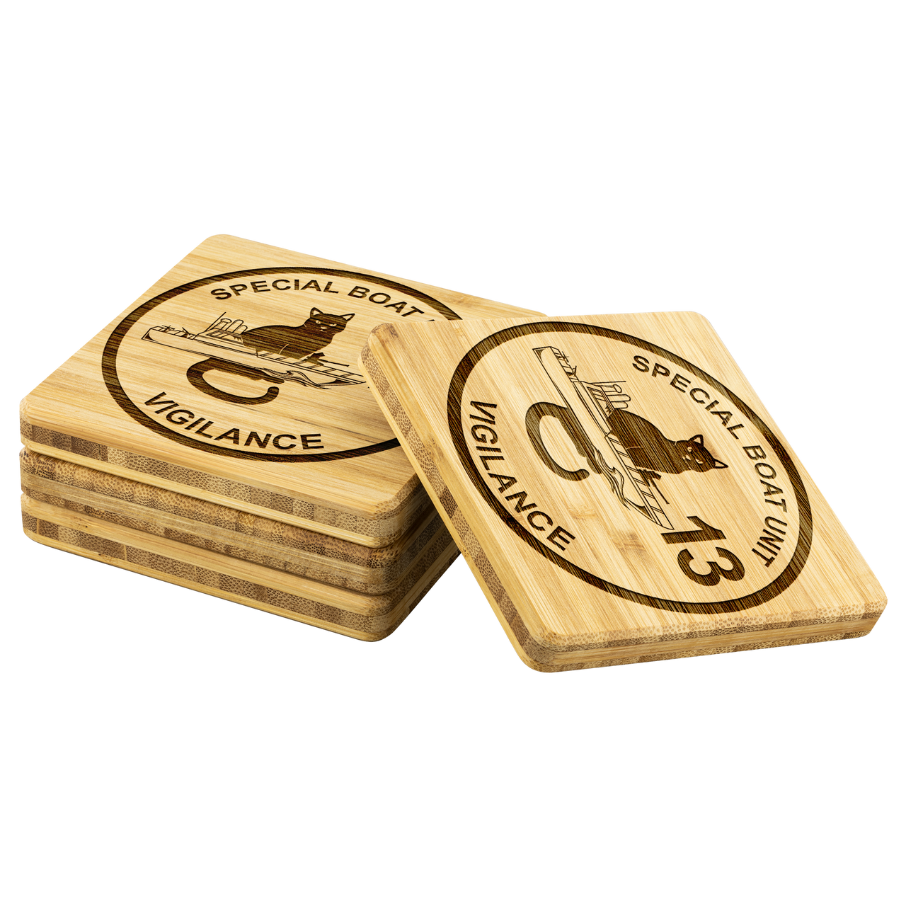 Special Boat Unit 13, SBU 13, SWCC, Special Warfare Combatant Craft Crewmen Bamboo Coasters